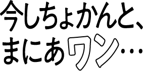 今しちょかんと、まにあワン・・・